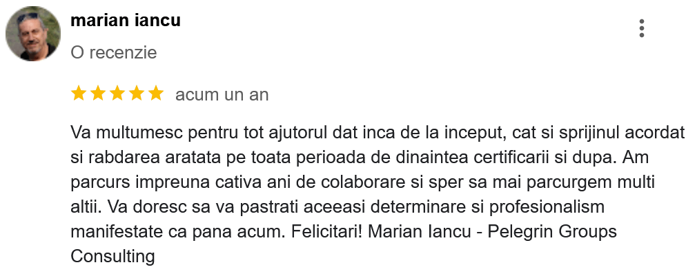 Marian Iancu certificare iso